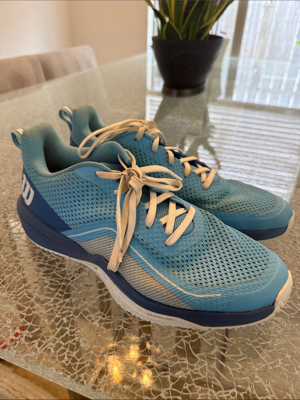 Wilson Light Blue Mesh Athletic Sneakers with White Laces